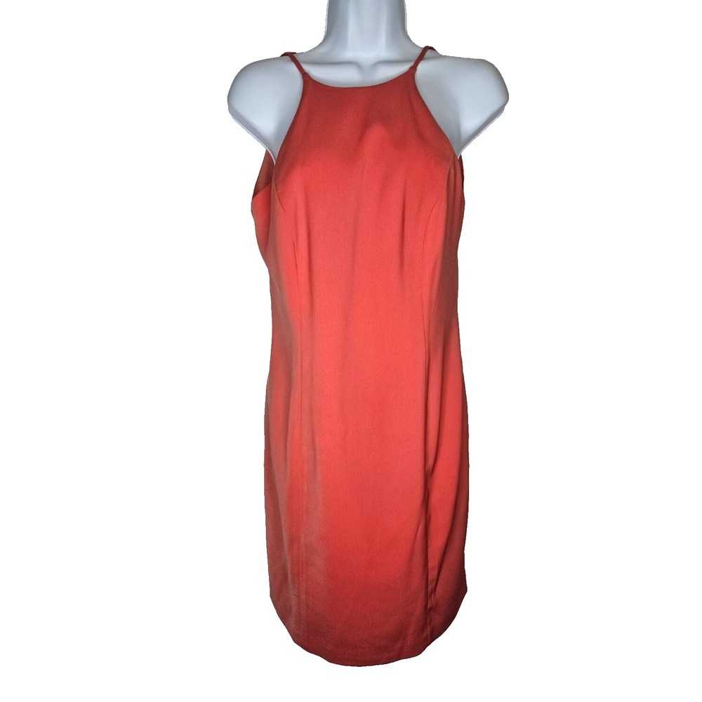 Ice Cube Michael NY  6 Coral Halter Sheath Dress Open Back Modern Date‎ night